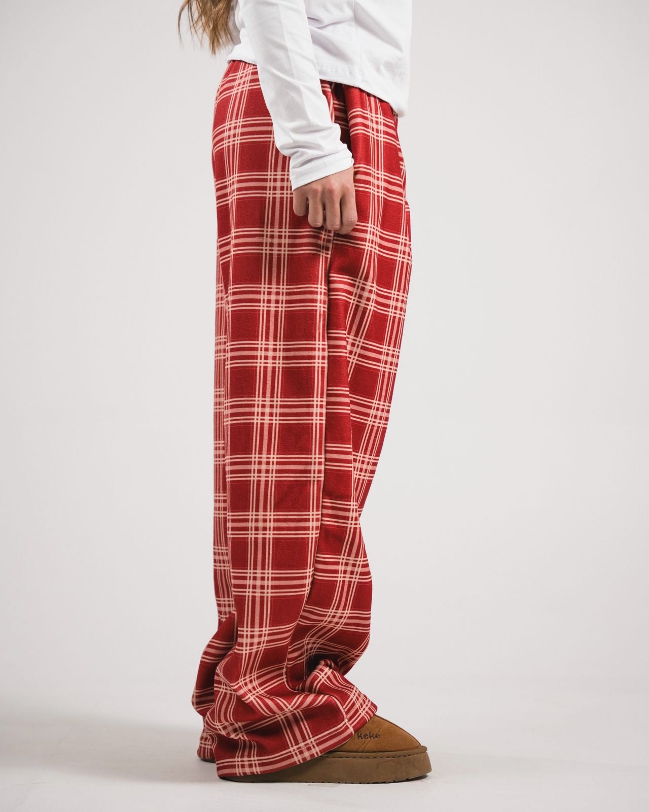 Burgundy  Plaid Pijama Pants