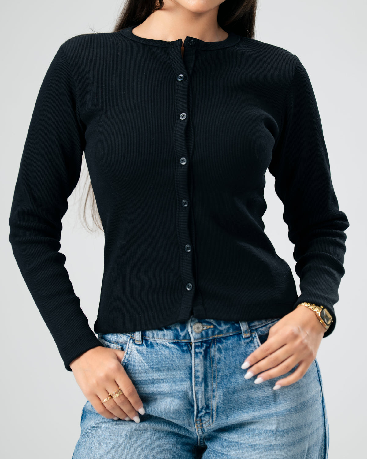 Button Top In Black