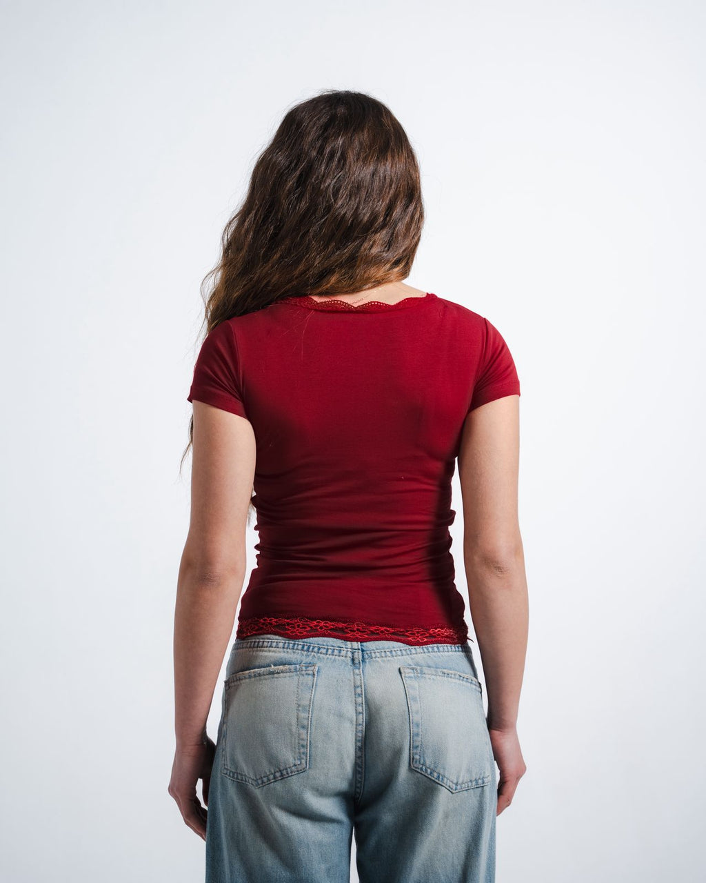 Burgundy Round Lace Top