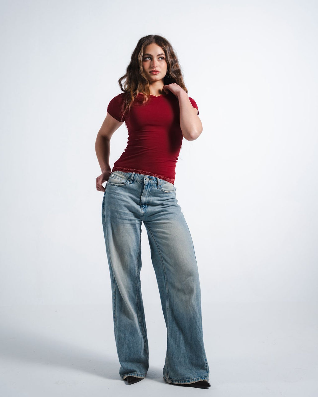 Burgundy Round Lace Top