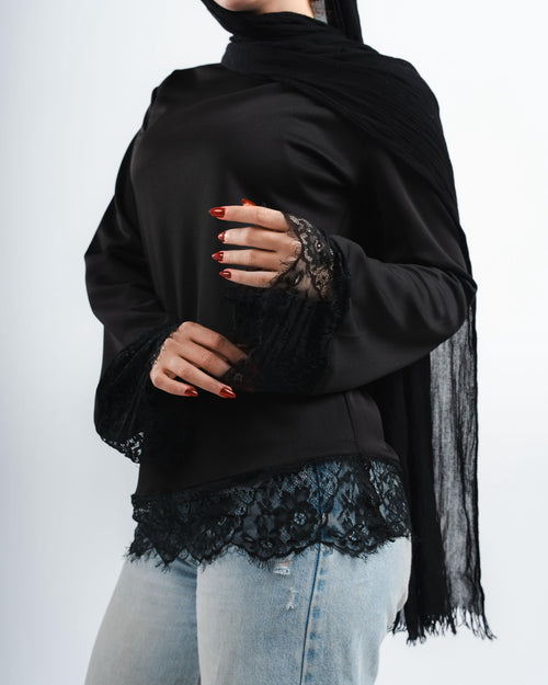 Black Lace Tee Long Sleeve