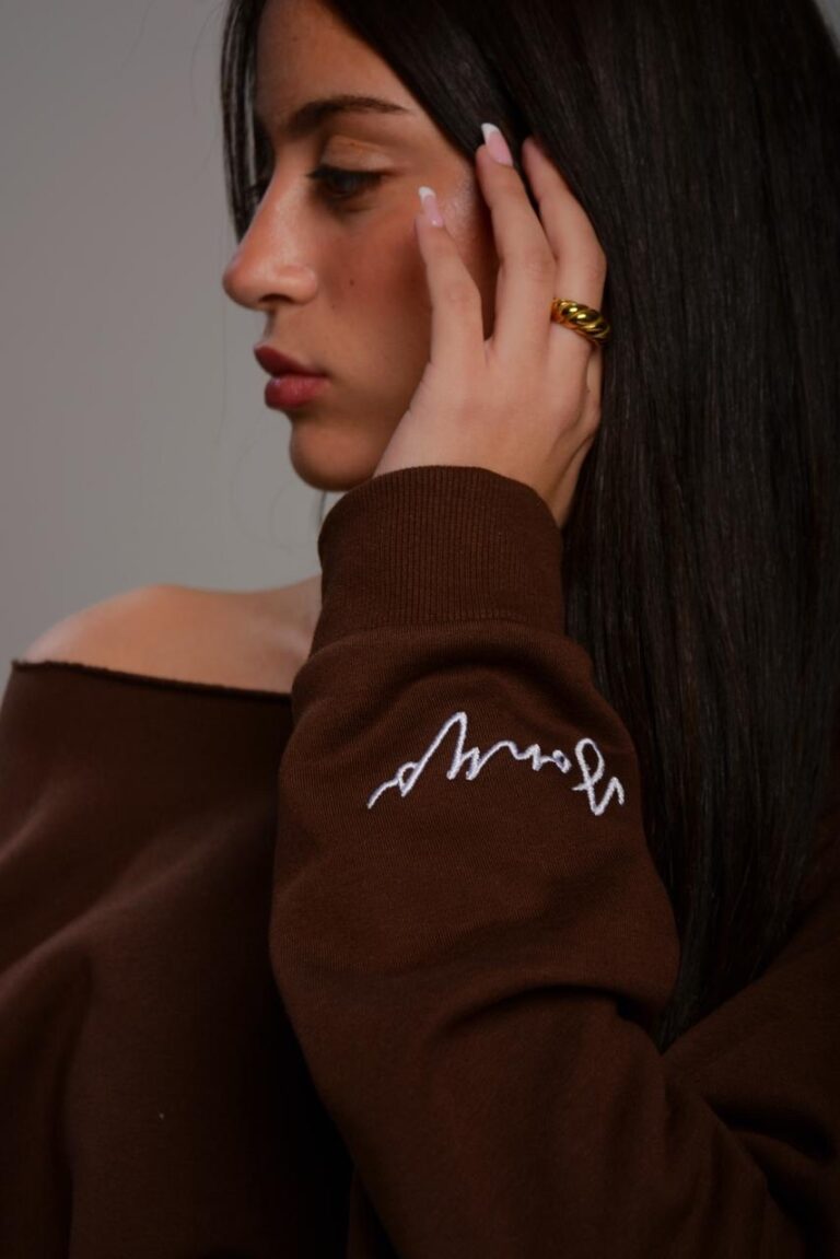 “OFF-SHOULDER” Brown Sweater