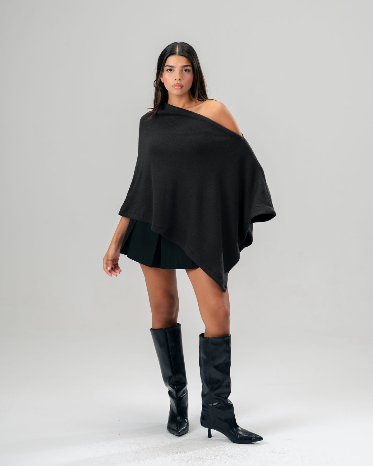One-Shoulder dark brown Poncho