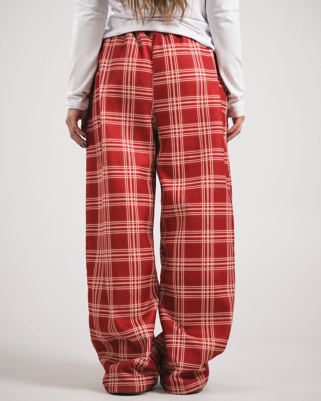 Burgundy  Plaid Pijama Pants