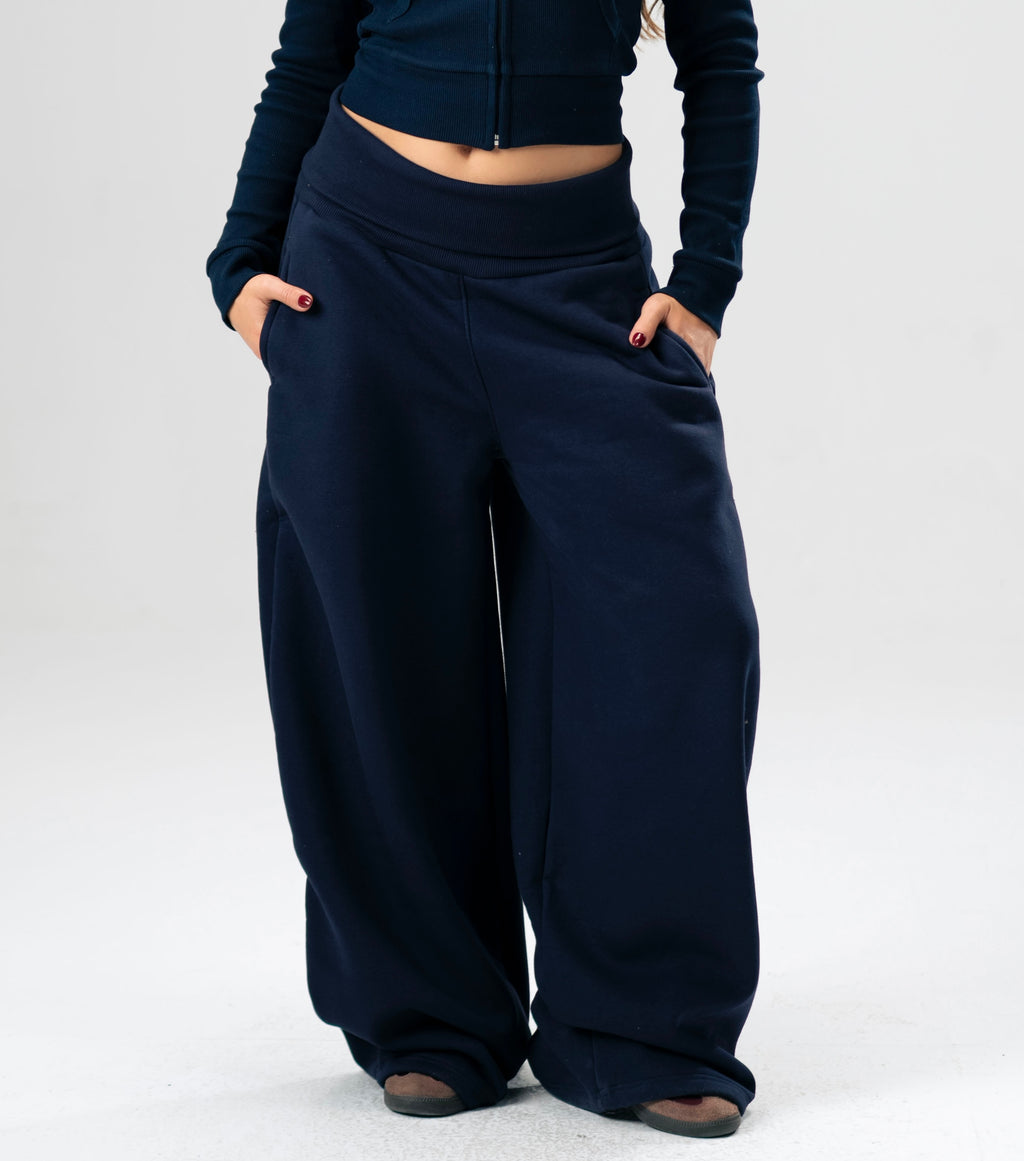 Navy Foldover Pants