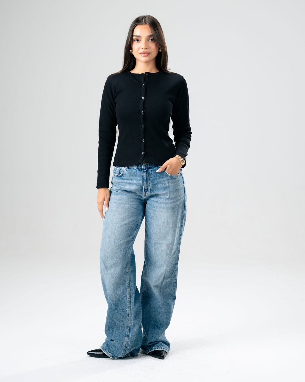 Button Top In Black