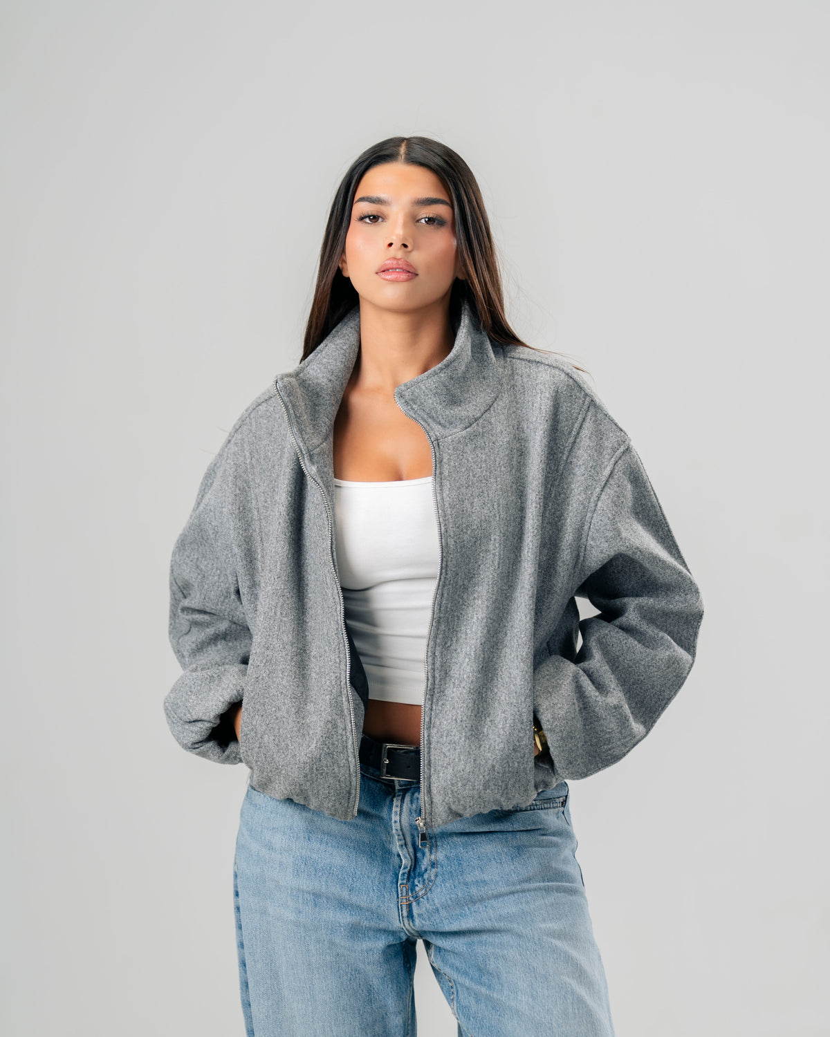Cloud Zip Jacket in Grey