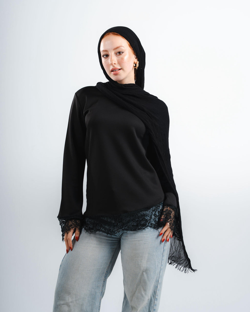 Black Lace Tee Long Sleeve