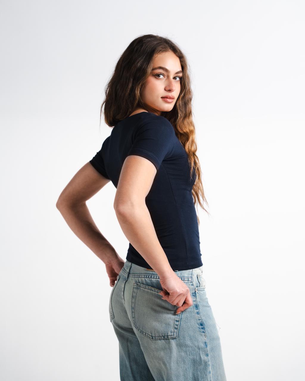 Navy Square Top