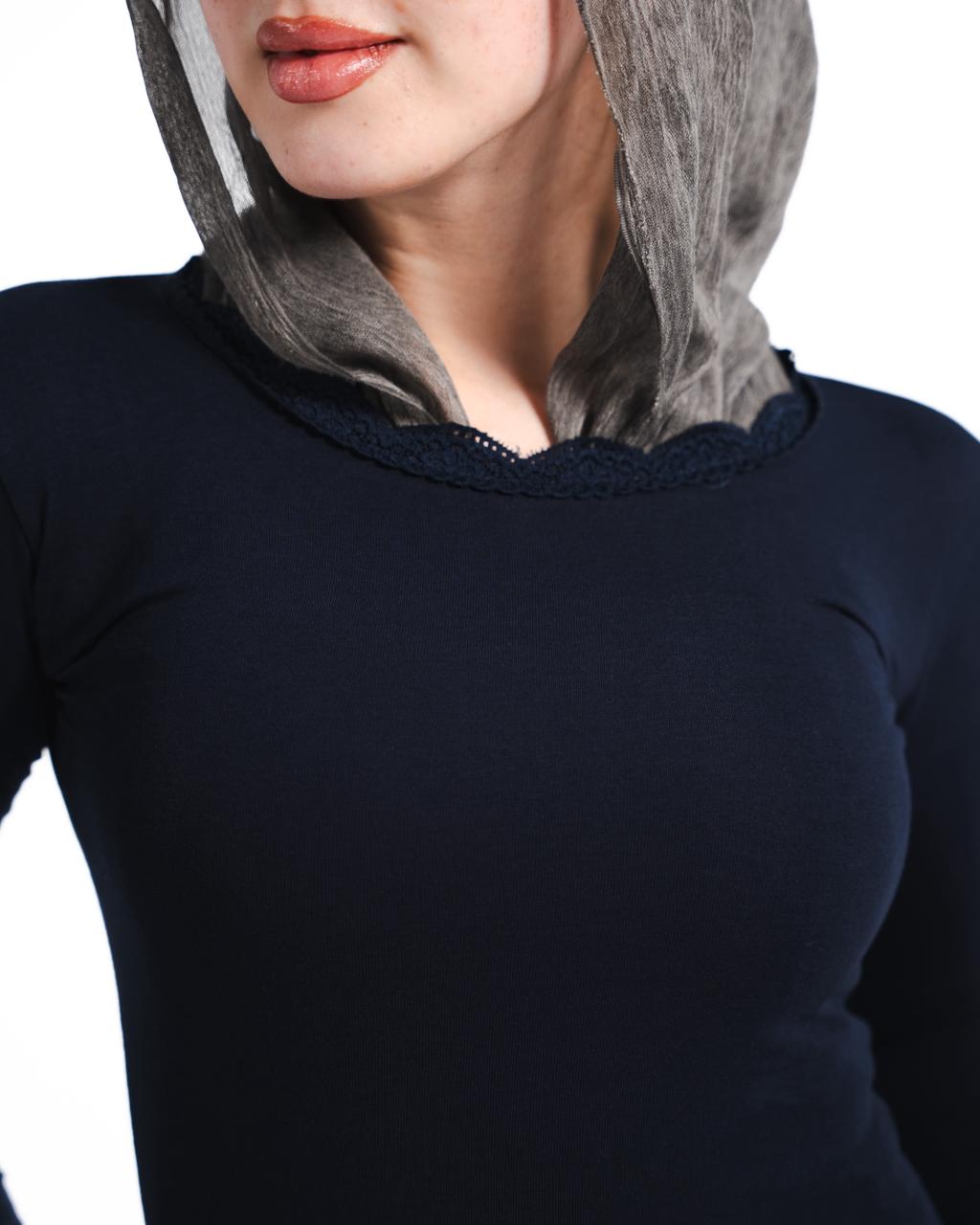 Navy Lace Long sleeve Top