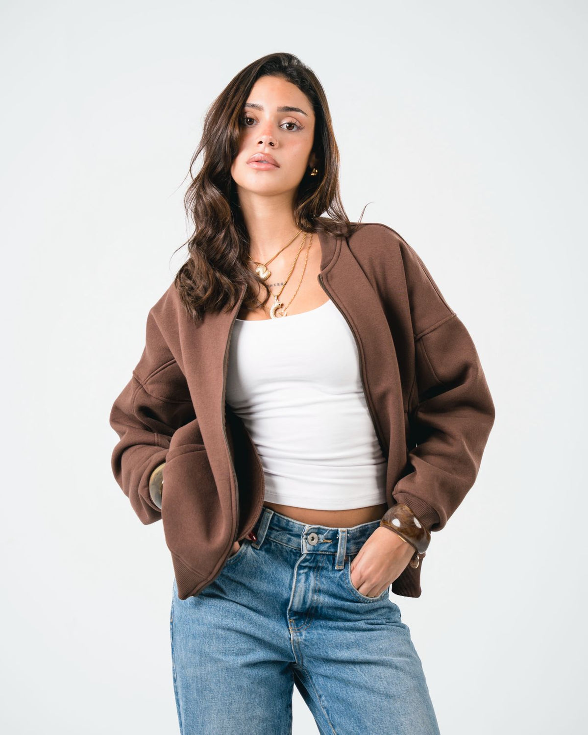 Brown Zip-Up Jacket