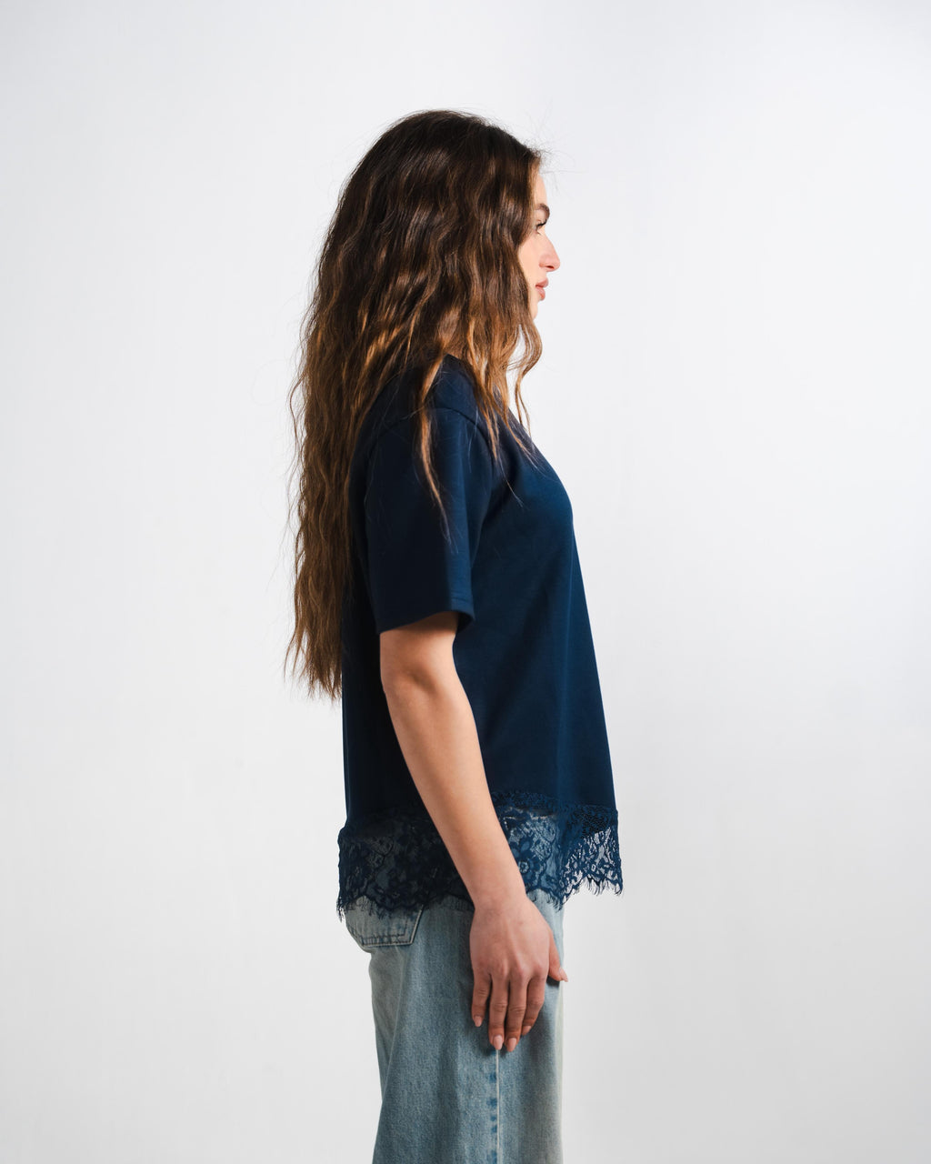 Navy Lace Tee