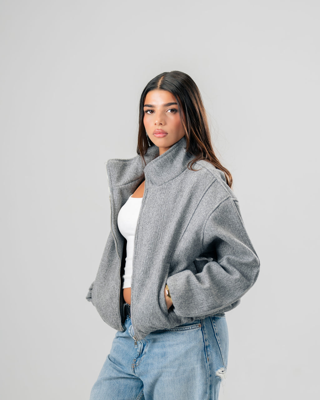 Cloud Zip Jacket in Grey