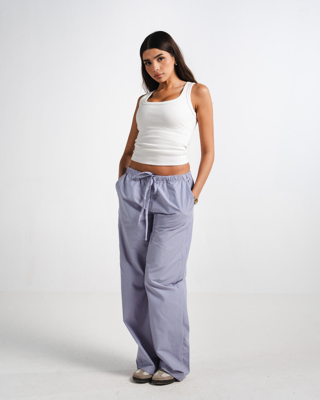 Purple Striped Pants