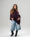One-Shoulder Plum Burgundy poncho