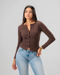 Button Top in Brown