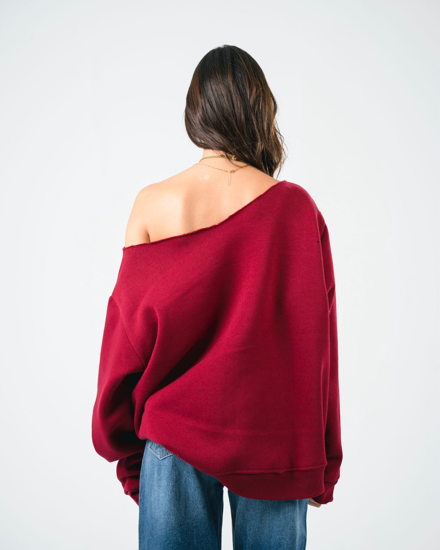 “OFF-SHOULDER” Burgundy Sweater