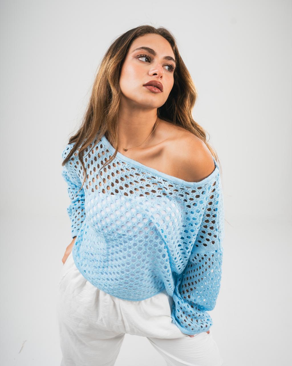 Baby blue Off-Shoulder Coverup