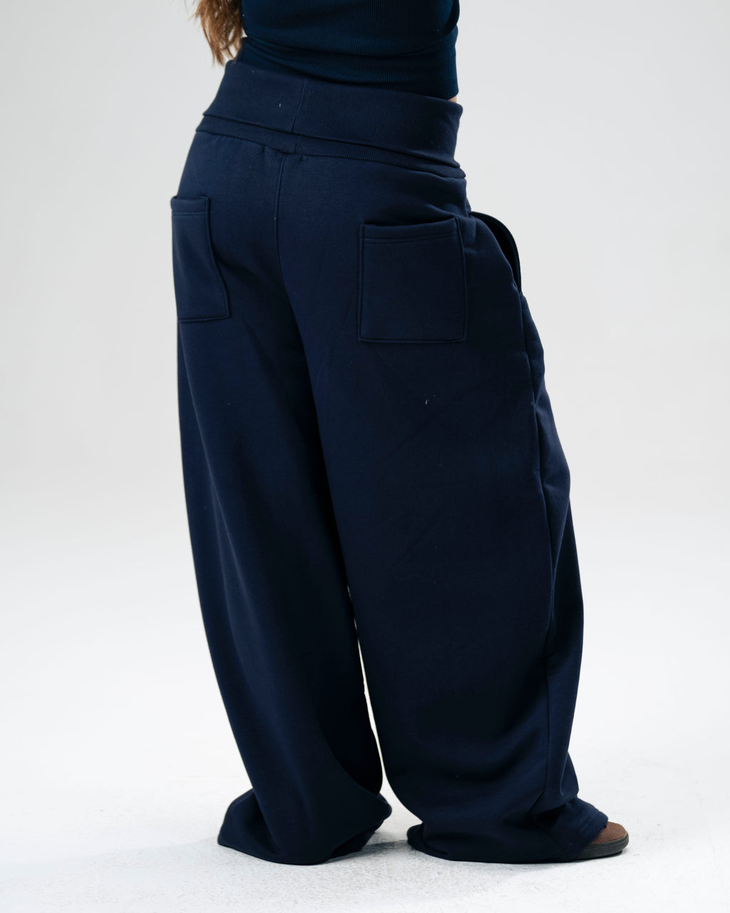 Navy Foldover Pants