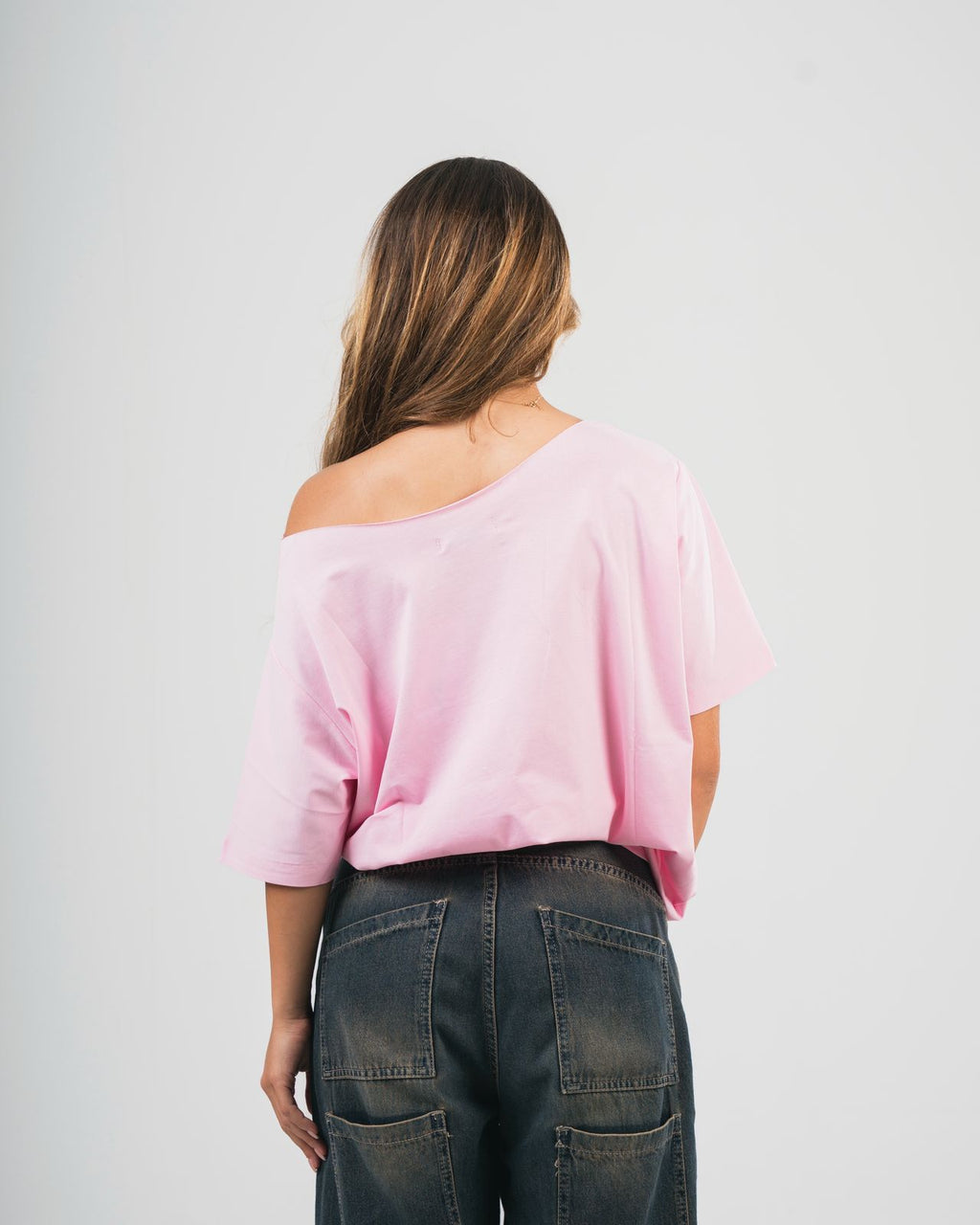 Pink OFF-SHOULDER TEE