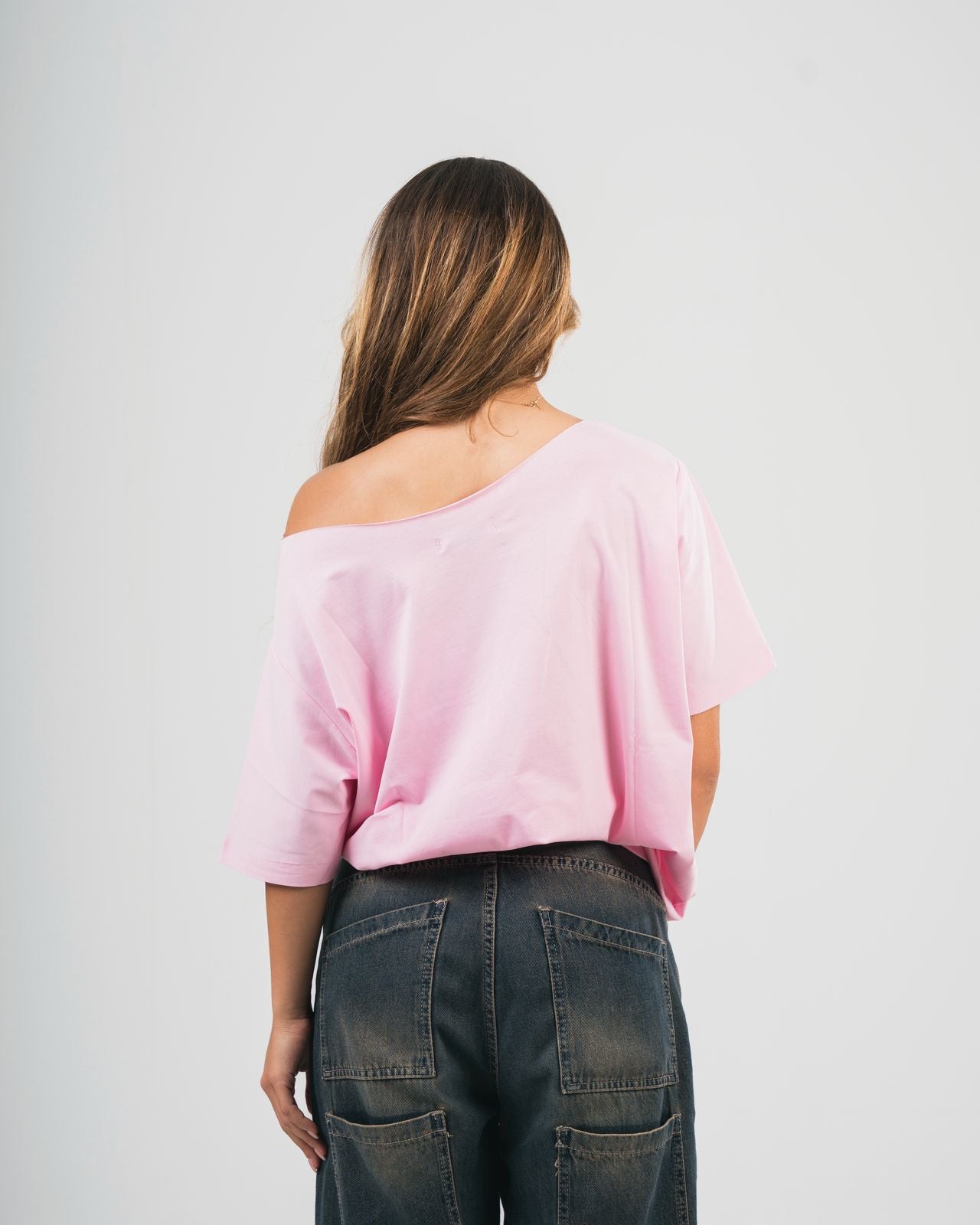 Pink OFF-SHOULDER TEE