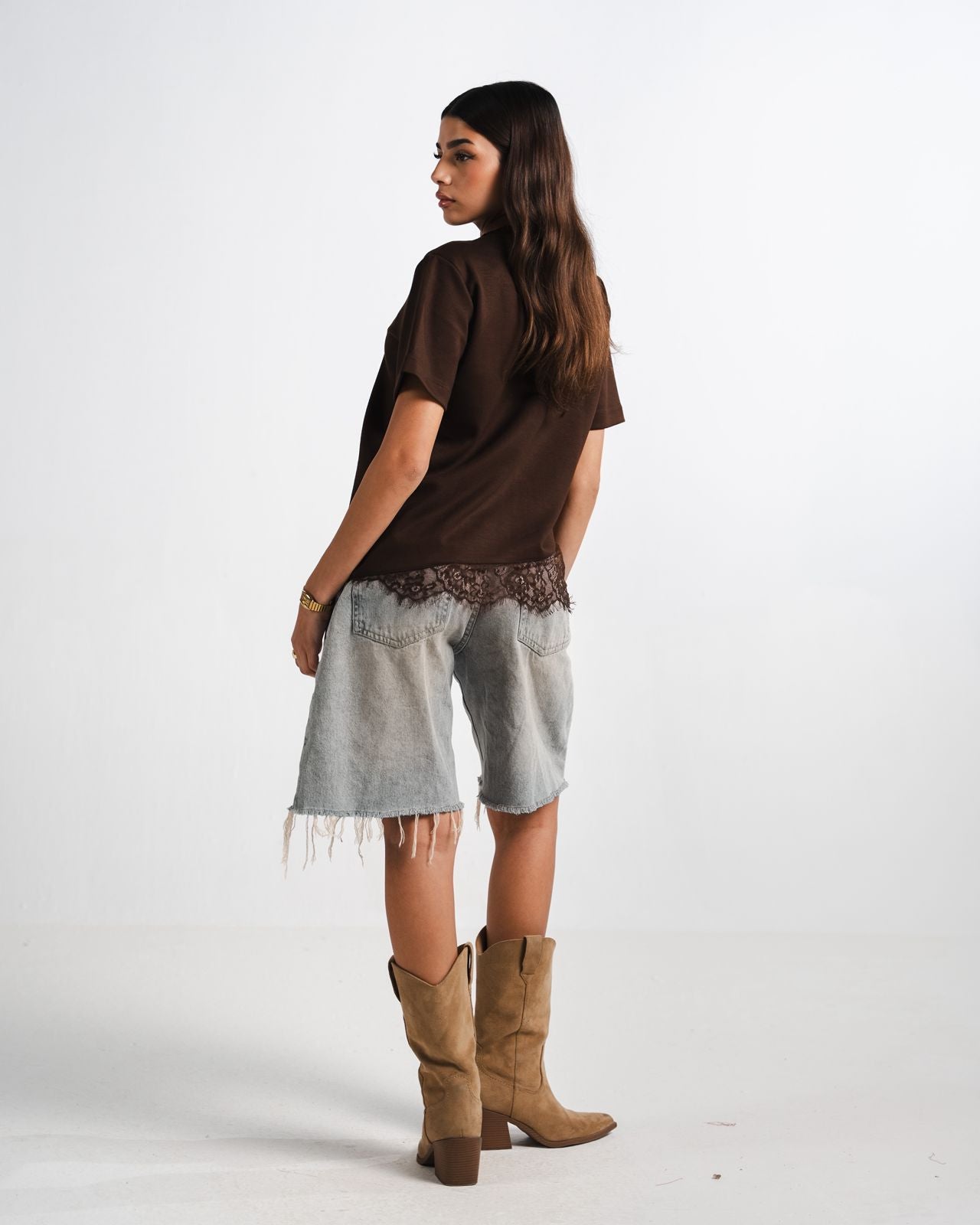 Brown Lace Tee