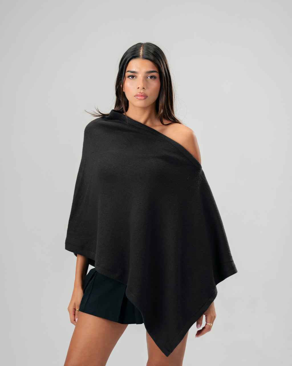 One-Shoulder dark brown Poncho