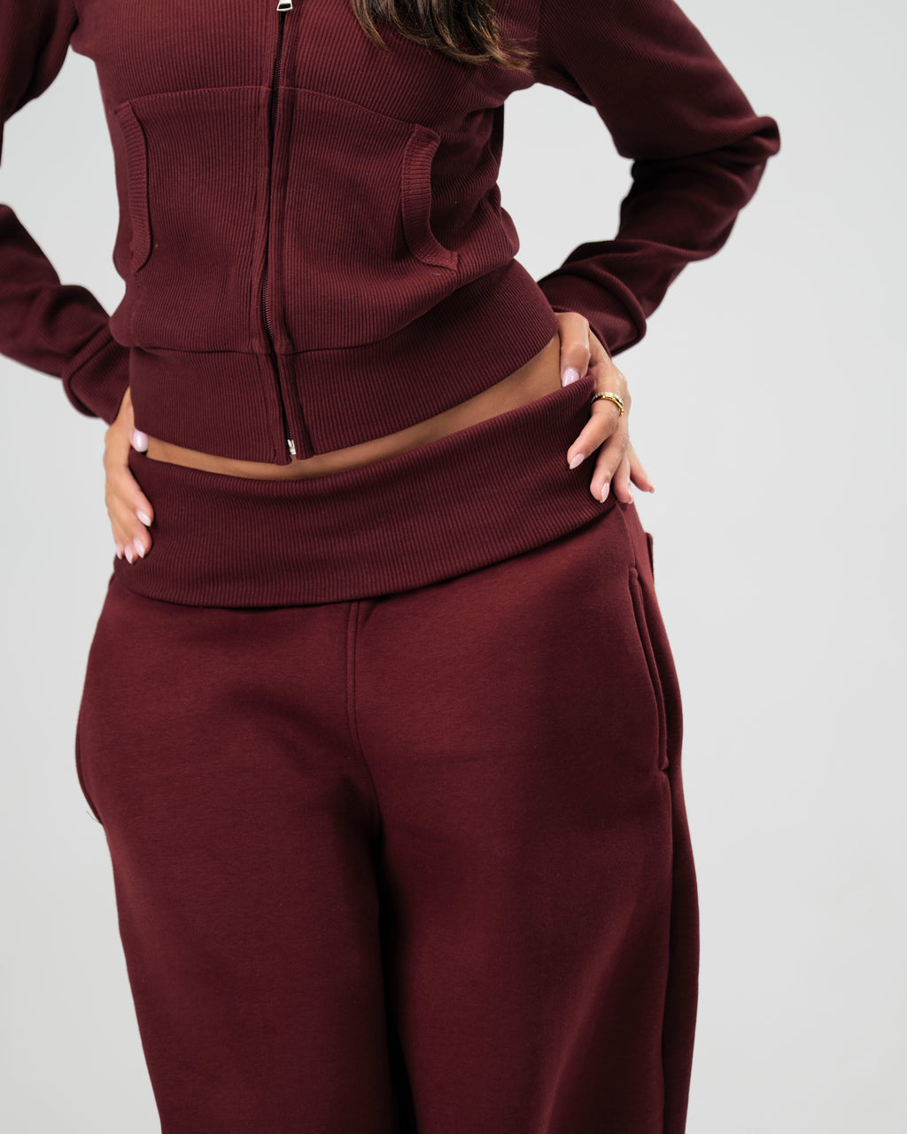Burgundy Foldover Pants