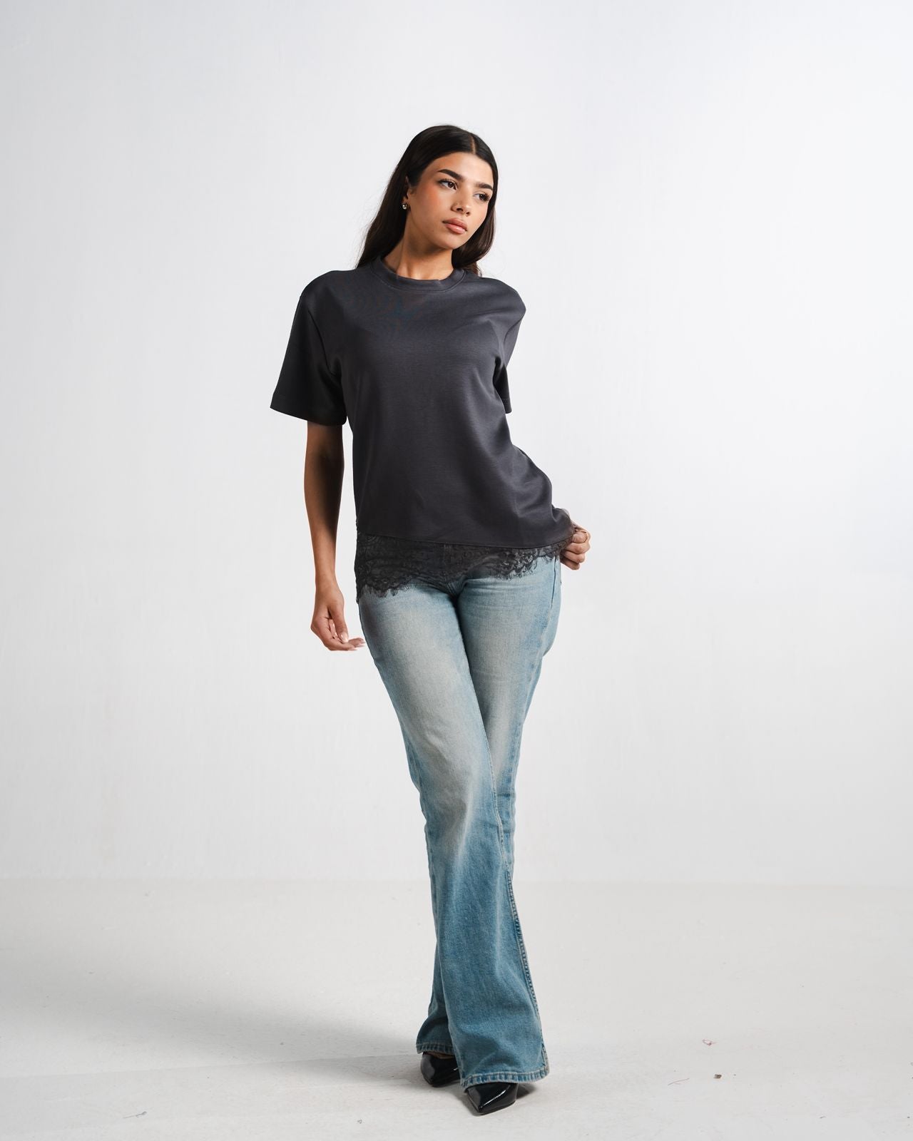 Dark Grey Lace Tee
