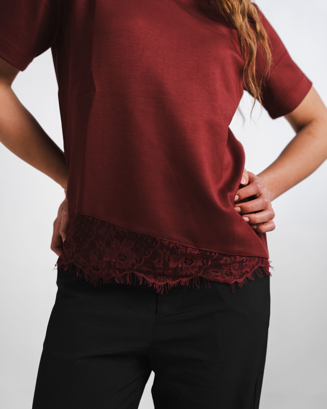 Burgundy Lace Tee