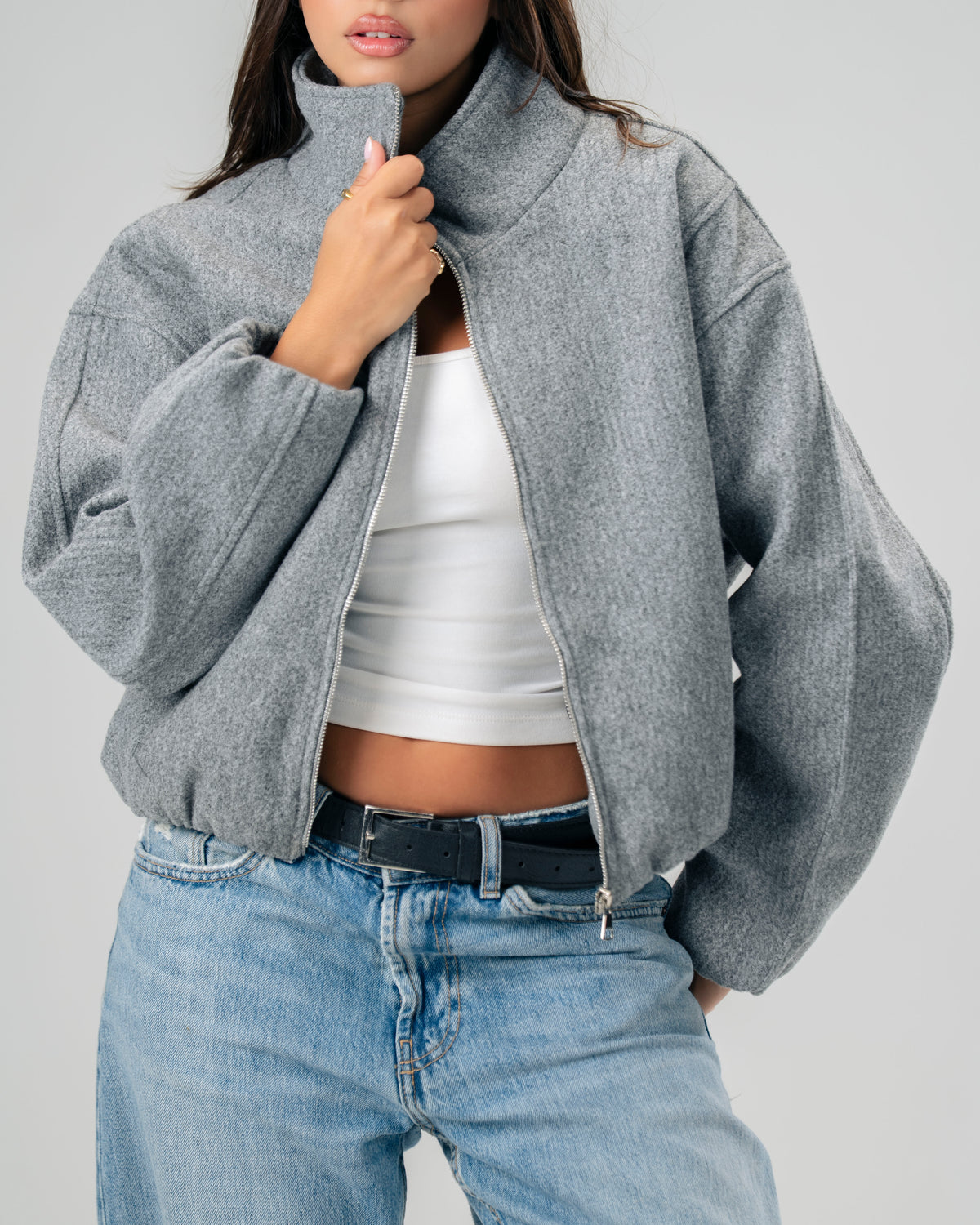Cloud Zip Jacket in Grey
