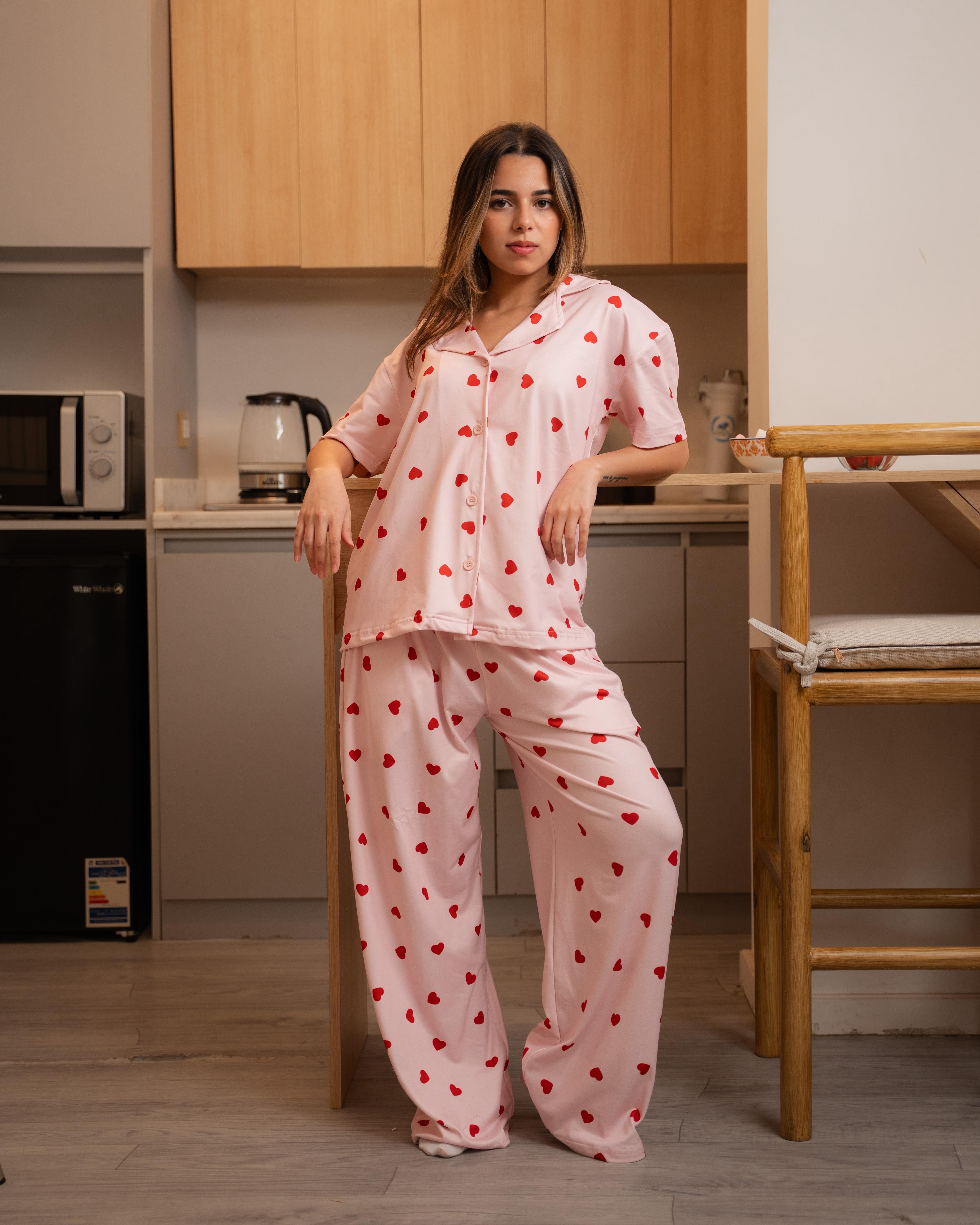 Pink Heart Pants Set