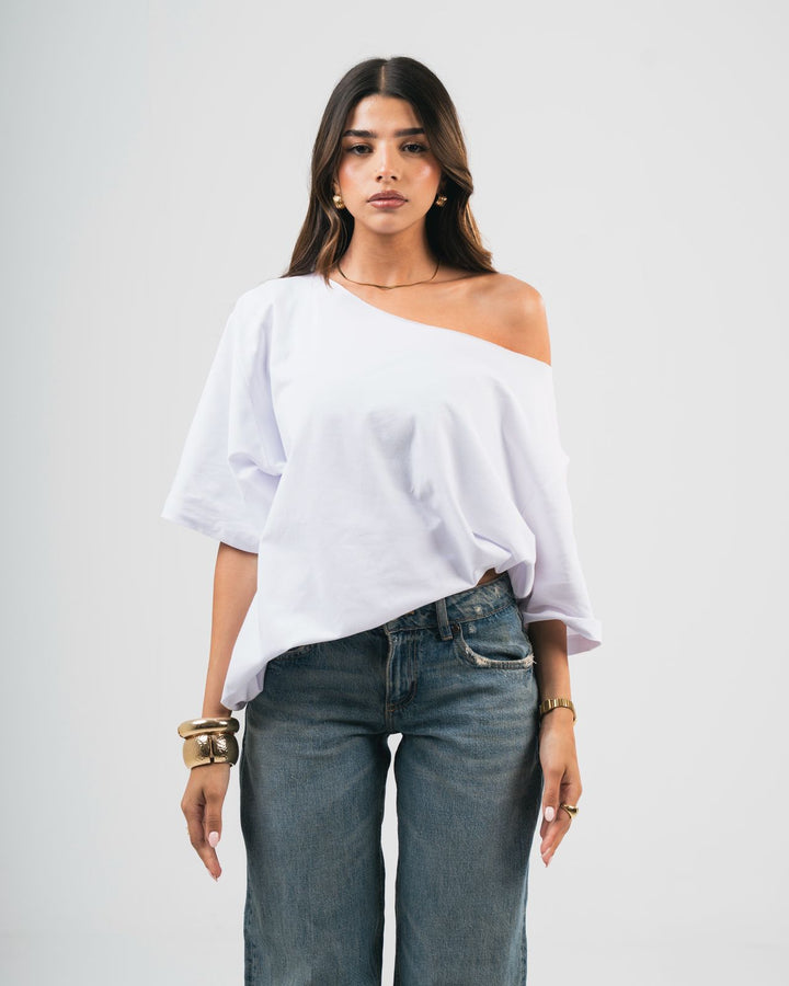 White OFF-SHOULDER TEE