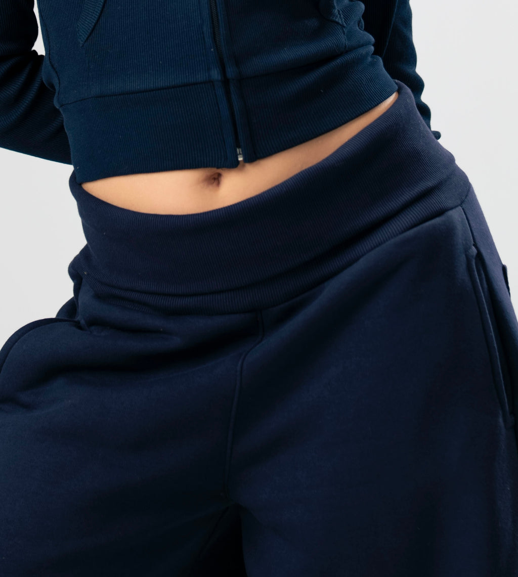 Navy Foldover Pants