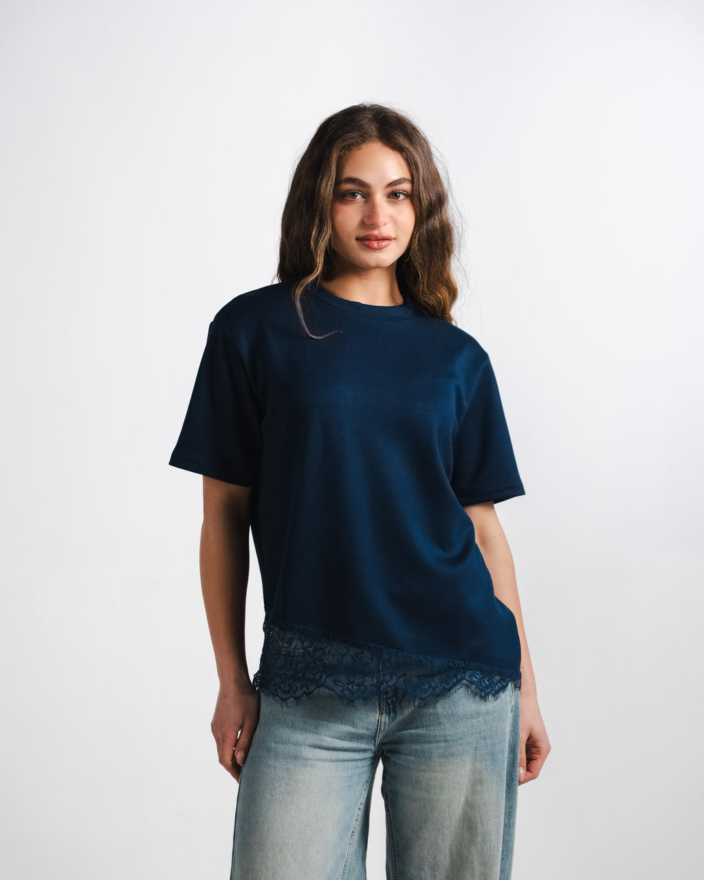 Navy Lace Tee