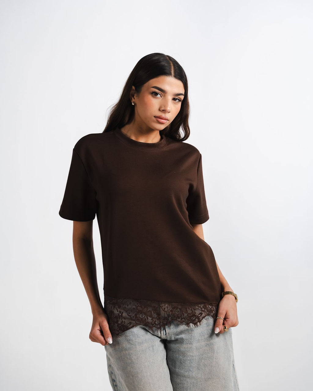 Brown Lace Tee