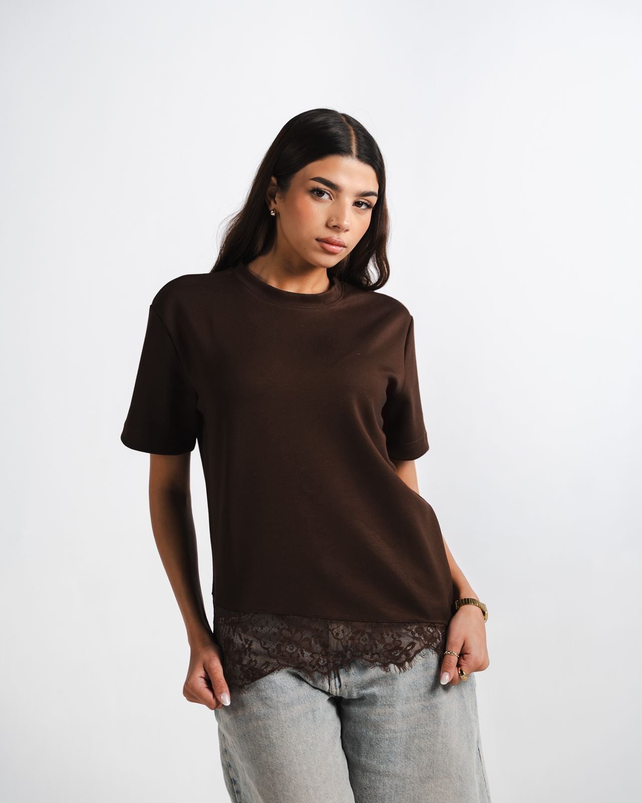 Brown Lace Tee