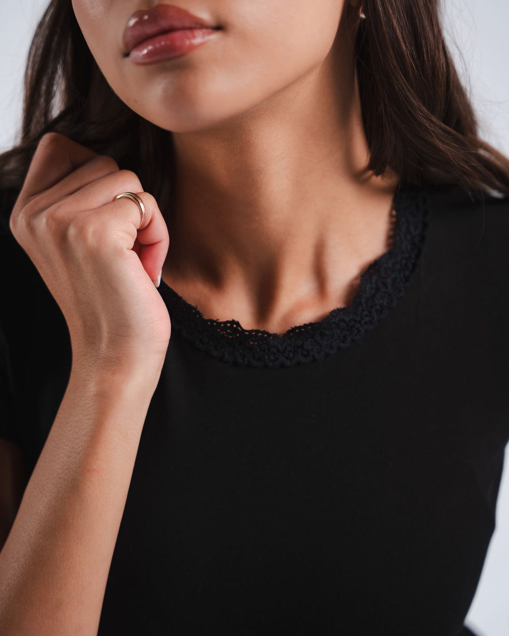 Black Round Lace Top