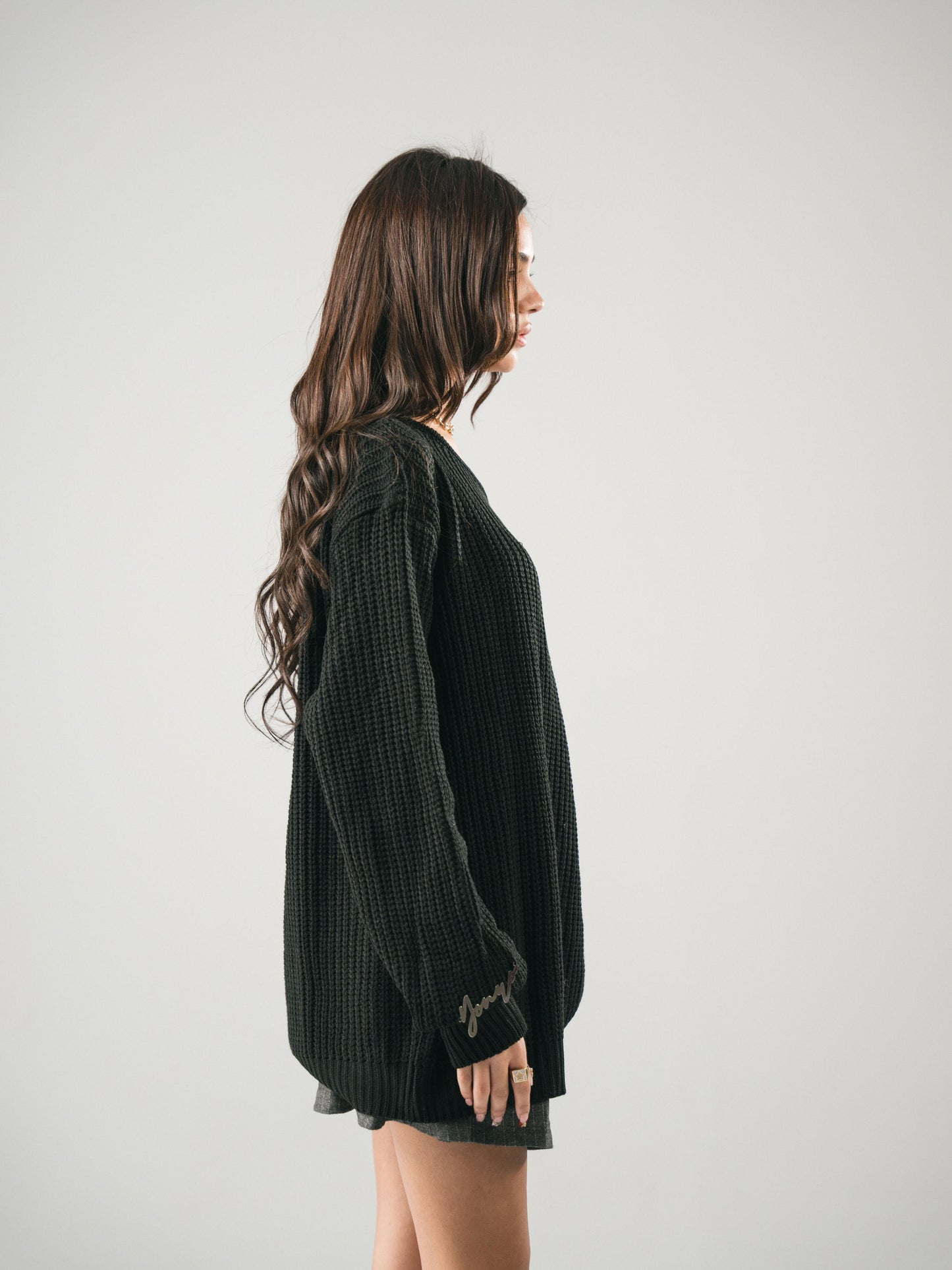 “OFF-SHOULDER” Black Knitted Sweater