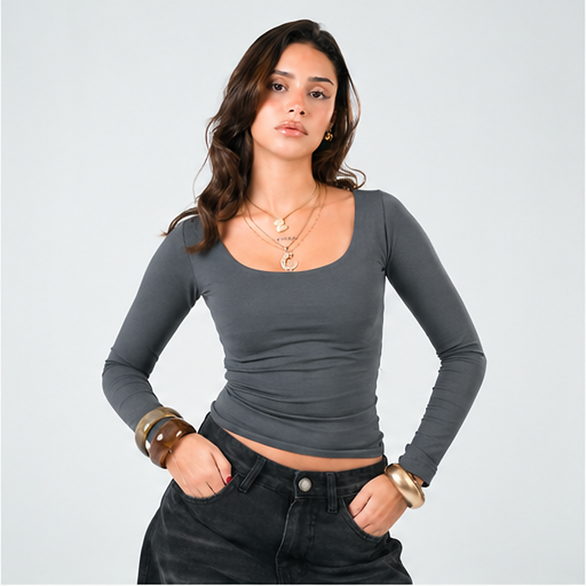 Square Dark Grey Top