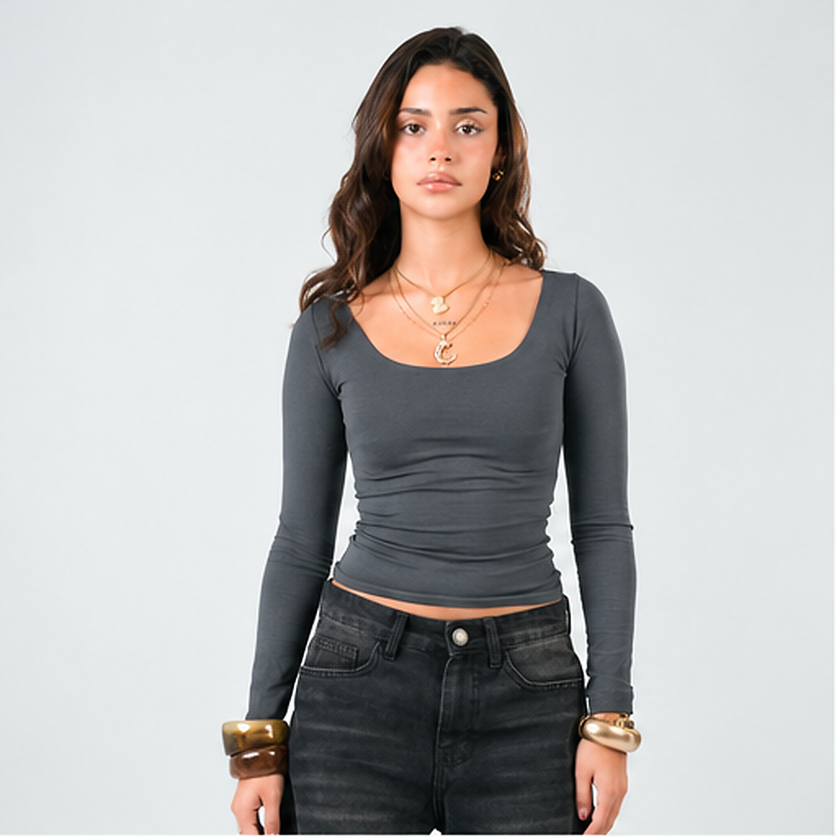 Square Dark Grey Top