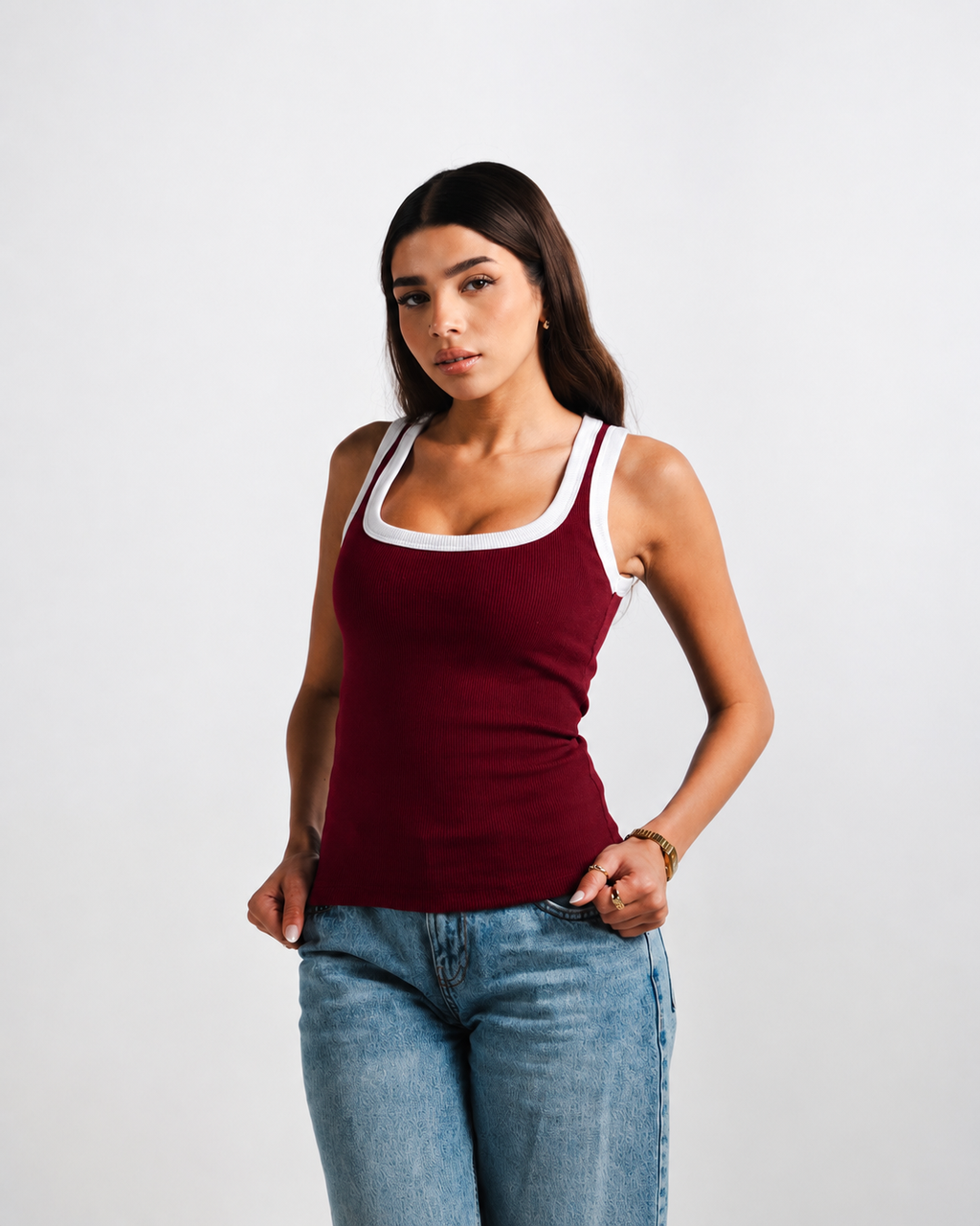 Burgundy Layered Tank Top