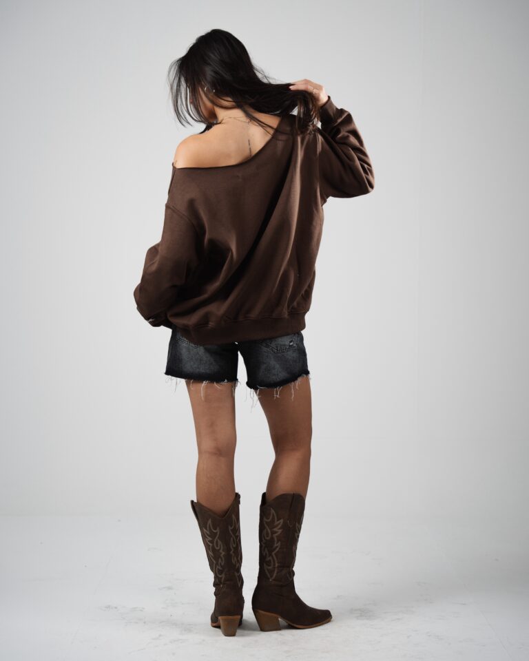 “OFF-SHOULDER” Brown Sweater