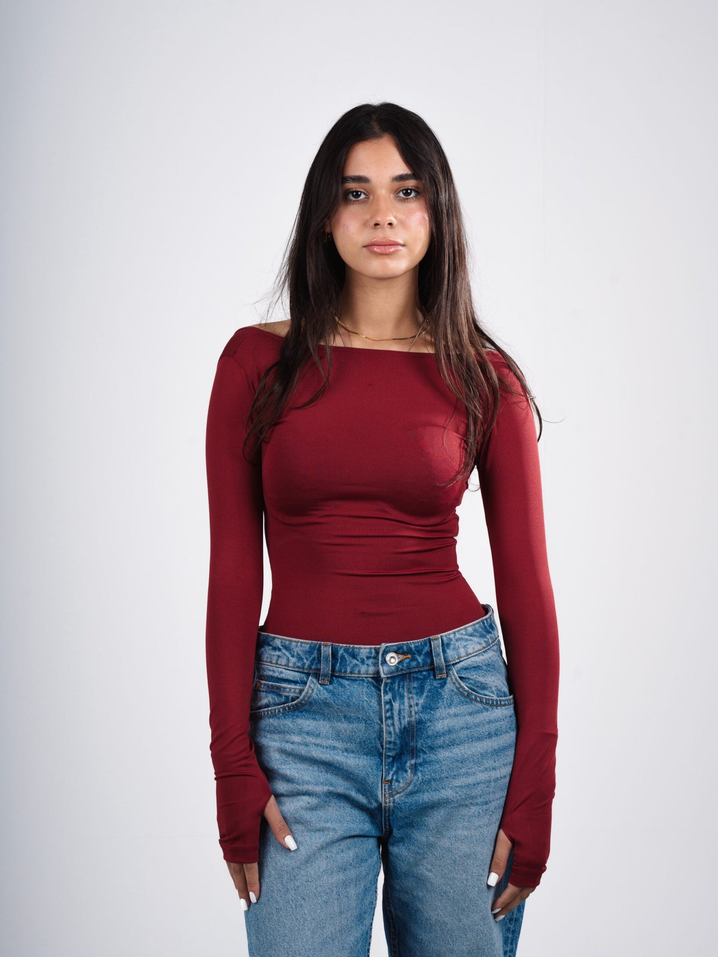 Burgundy “BACKLESS” top